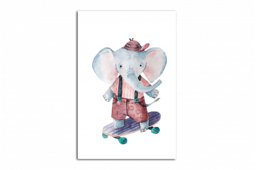 Картина Слоник на скейте