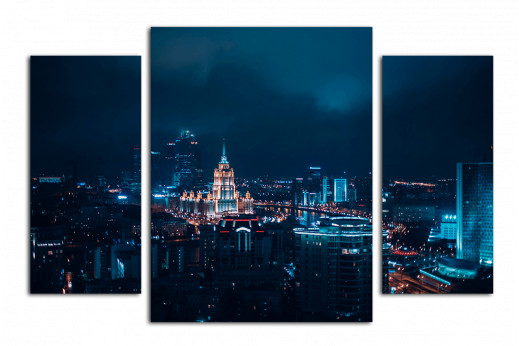 Модульная картина Ночь в Москве